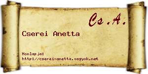 Cserei Anetta névjegykártya